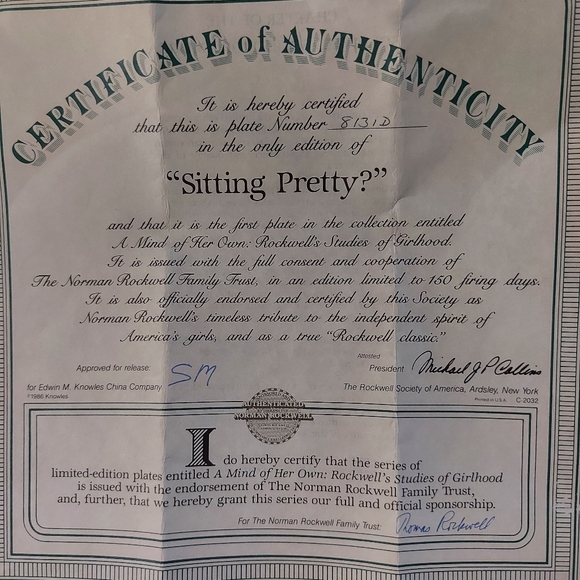 Norman Rockwell "Sitting Pretty" Plate with Certificate of Authenticity - Picture 6 of 7